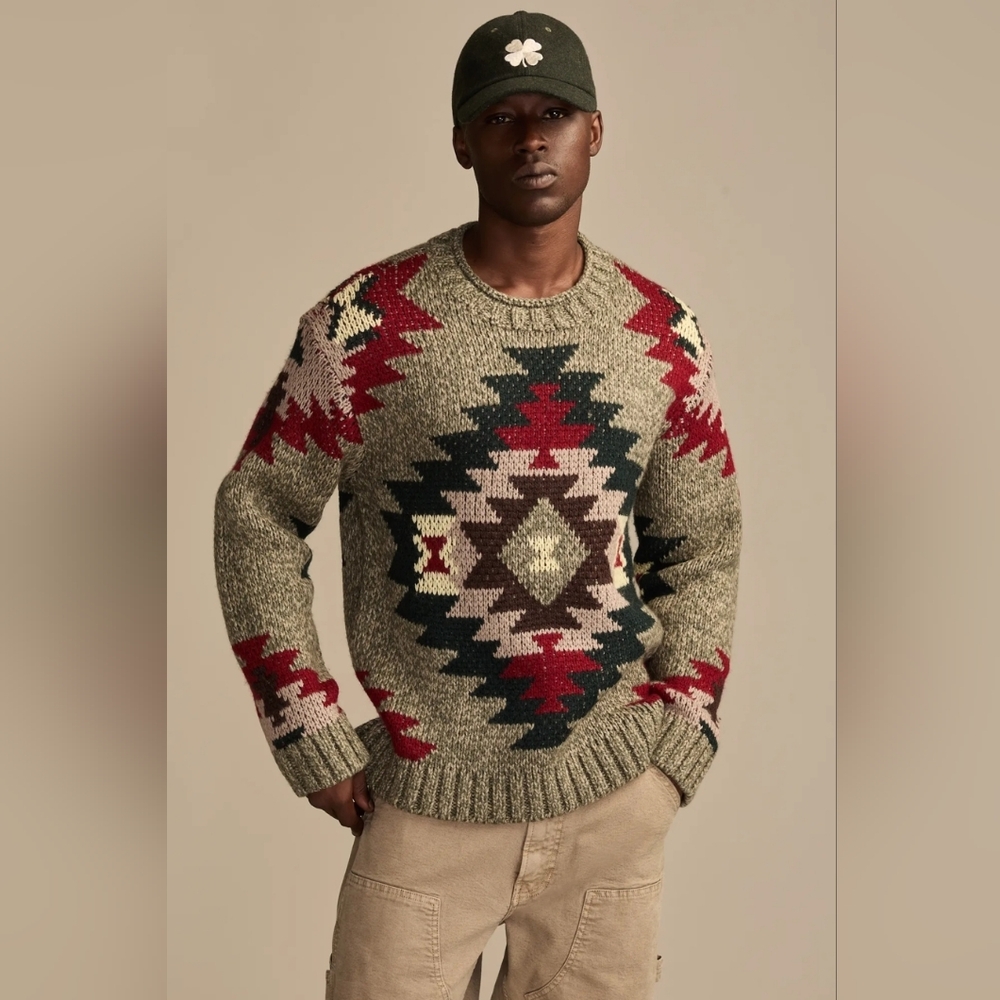 Lucky Brand Aztec Wool Novelty Crew Sweater NWT S M L XL XXL